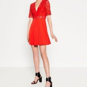 Zara Red Lace Mini Dress NWT